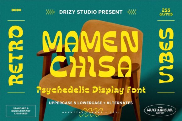 Mamenchisa: A Psychedelic Display Font for Bold Branding
